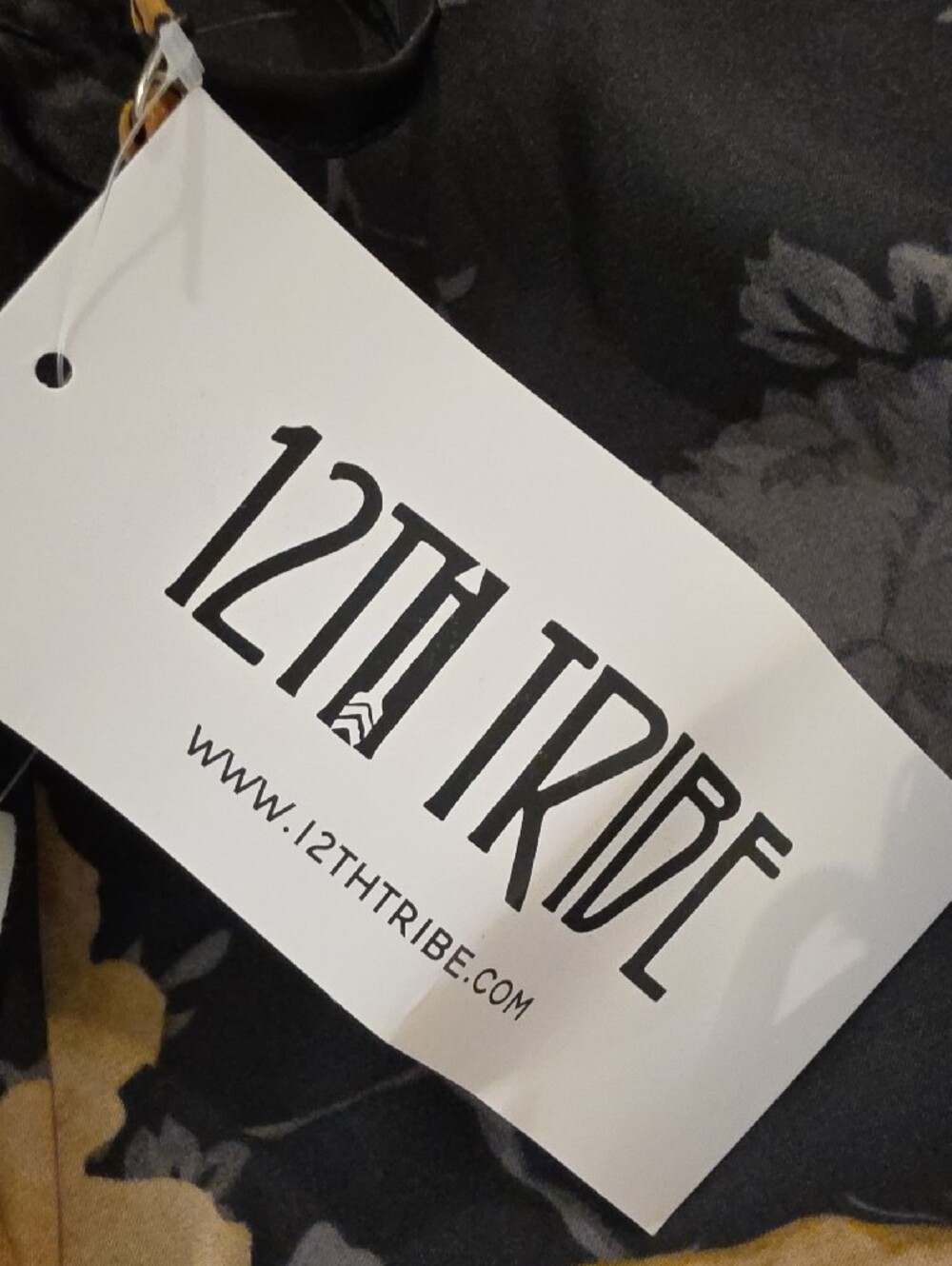 12th Tribe Black Maxi Dress w/Orange Floral Print & sexy tie back sizeL NWTS - Picture 10 of 12